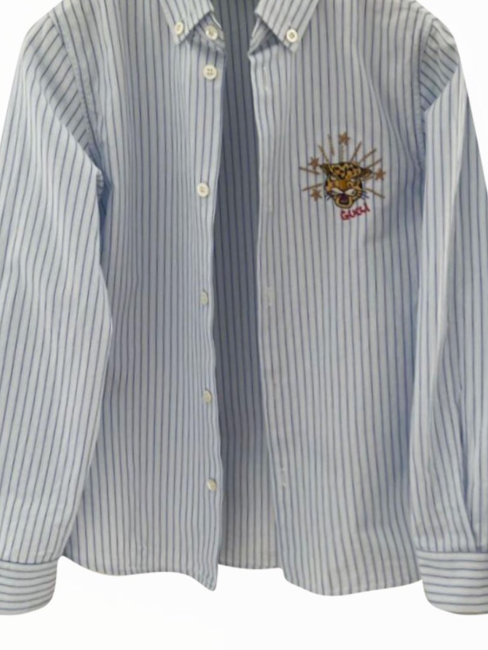 Gucci White Shirt with Blue Pinstripes
